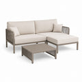 Gartenlounge Ecksofa Taupe Aluminium L-Form mit Couchtisch 220 x 150 cm