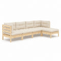 Garten Ecksofa Set Naturholz Beige mit Polyesterpolstern 260 x 180 x 80 cm