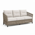 3-Sitzer Gartensofa Beige mit PE-Seilgeflecht Stahlgestell und Polyesterpolstern 205 x 78 x 75 cm