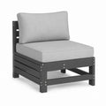 Gartensofa Mittelmodul Schwarz Massives Kiefernholz mit Polyesterkissen 70 x 70 x 67 cm