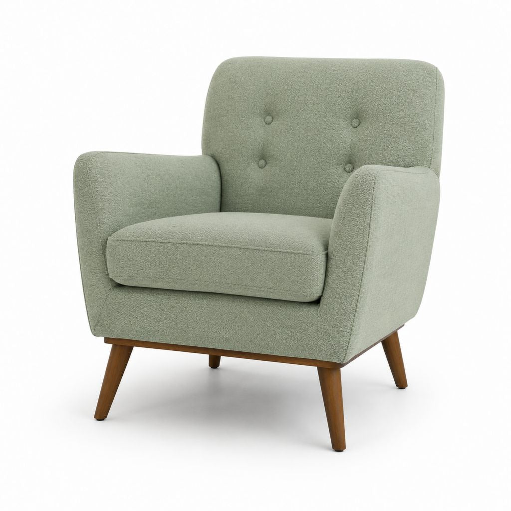 Polstersessel Wohnzimmer Salbeigrün mit Polyesterbezug und Massivholzbeinen 78 x 82 x 84 cm