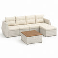 Gartensofa Lounge-Set Beige aus PE-Rattan mit Aluminiumgestell L-Form 250 x 180 x 70 cm