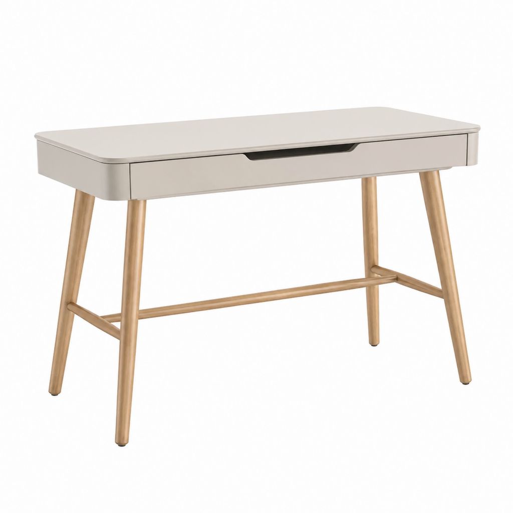 Schreibtisch mit Schublade Weiß und Naturholz MDF 100 x 50 x 75 cm