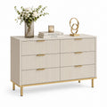Schubladenkommode Cremeweiß MDF mit 6 Schubladen und Metallfüßen 120 x 40 x 80 cm