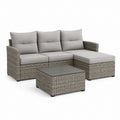 Gartenlounge Set mit Ecksofa und Couchtisch Grau Polyrattan 220 x 145 x 85 cm