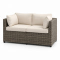2-Sitzer Gartensofa Beige PE-Rattan Rechteckig 160 x 85 x 80 cm