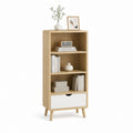 Bücherregal mit Schublade in Eichenoptik und Weiß aus MDF 60 x 35 x 120 cm