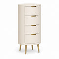 Hohe Schubladenkommode Weiß MDF Rund 50 x 40 x 110 cm mit 4 Schubladen